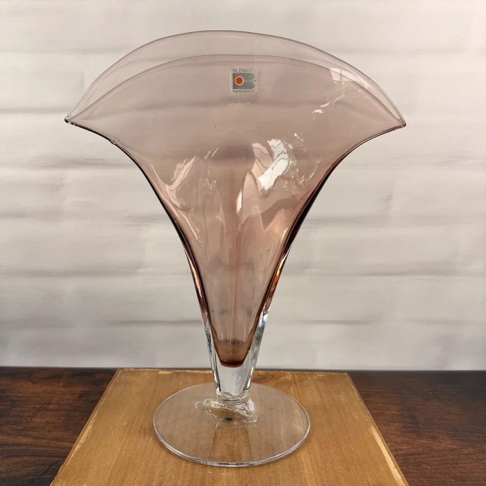 Blenko 872 Fan Vase Dusty Rose Art Glass